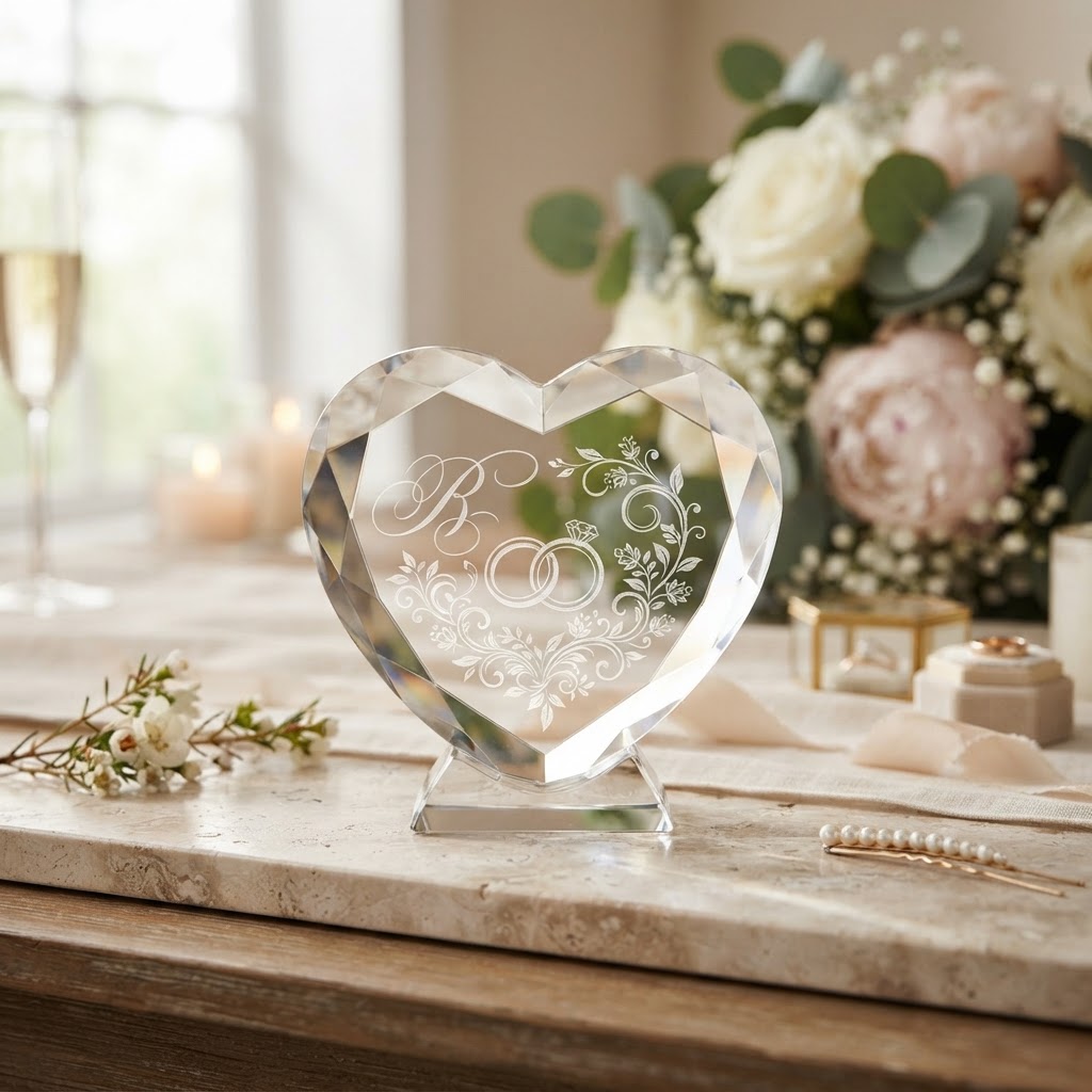 Heart Shape K9 Crystal diamond cut medium