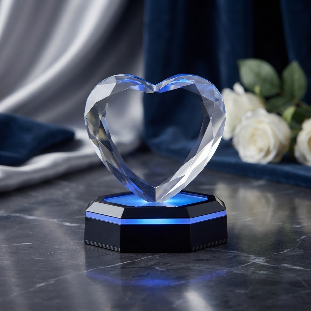 Heart Shape K9 Crystal diamond cut medium 1
