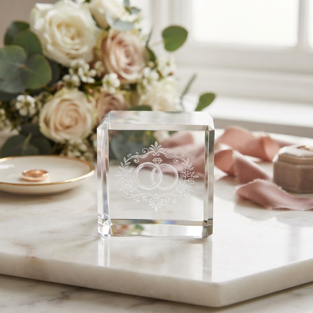 6 x 6 x 6 cm Cut Corner Crystal Rectangle