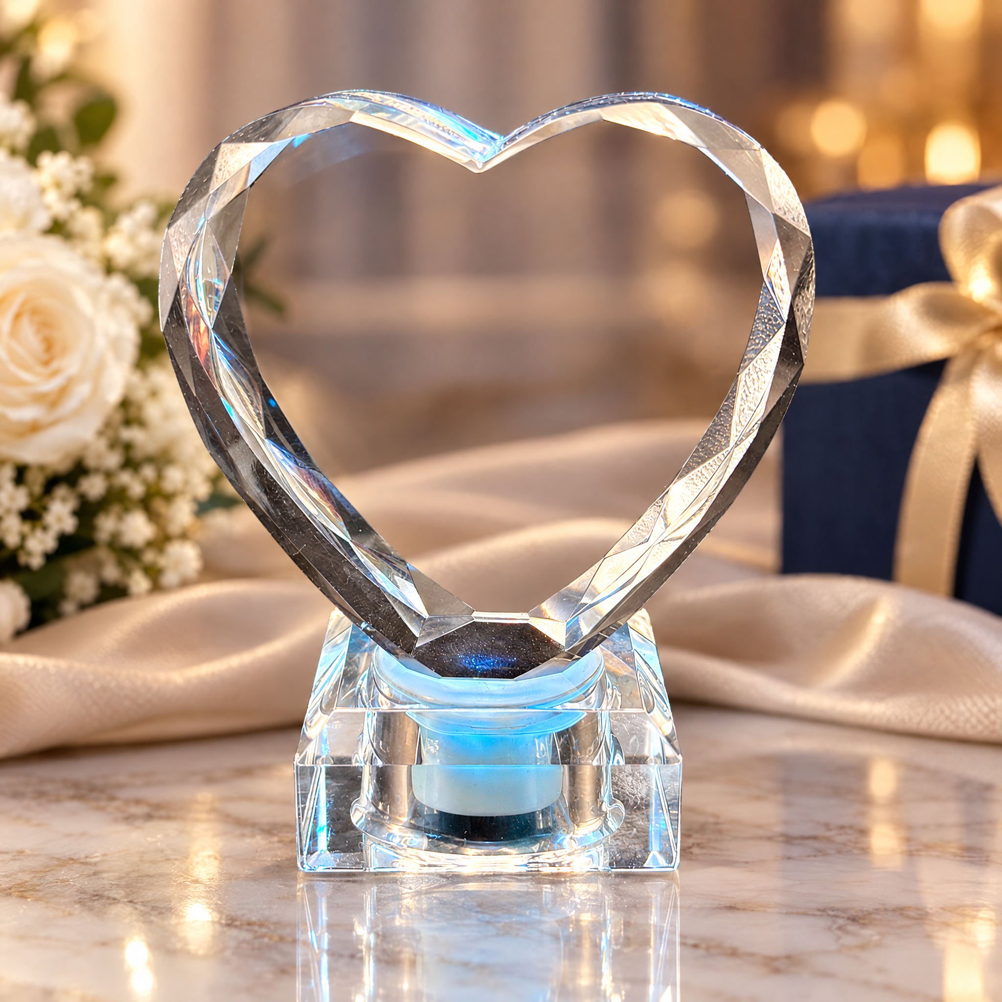 Heart Shape Diamond Edge Crystal with crystal Base 1