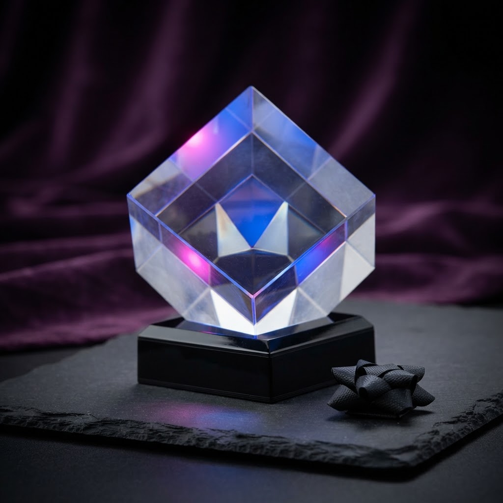 6 x 6 x 6 cm Cut Corner Crystal Rectangle 1