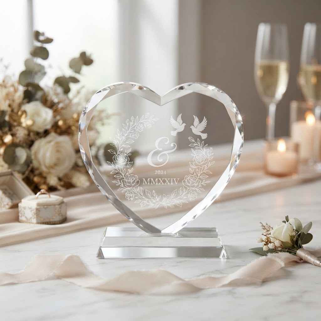 Heart Shape Diamond Edge Crystal with crystal Base