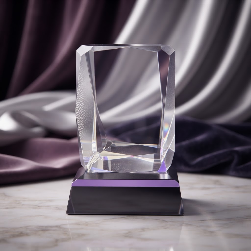 Rectangle K9 Crystal Block diamond cut 1