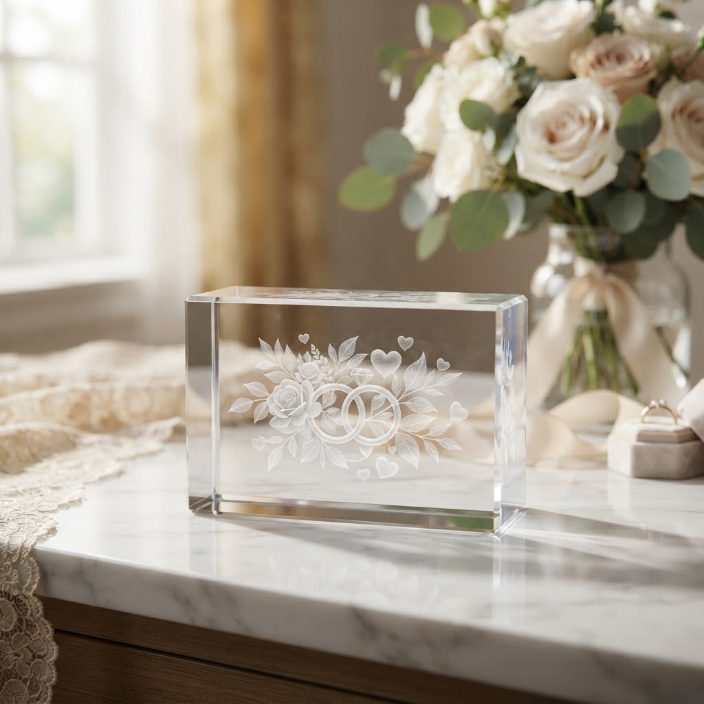Rectangular Sharp-Edged K9 Crystal Block 100x60mm