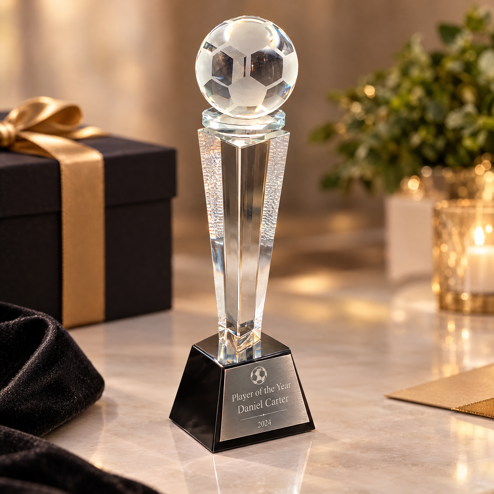 Crystal Football Trophy Premium