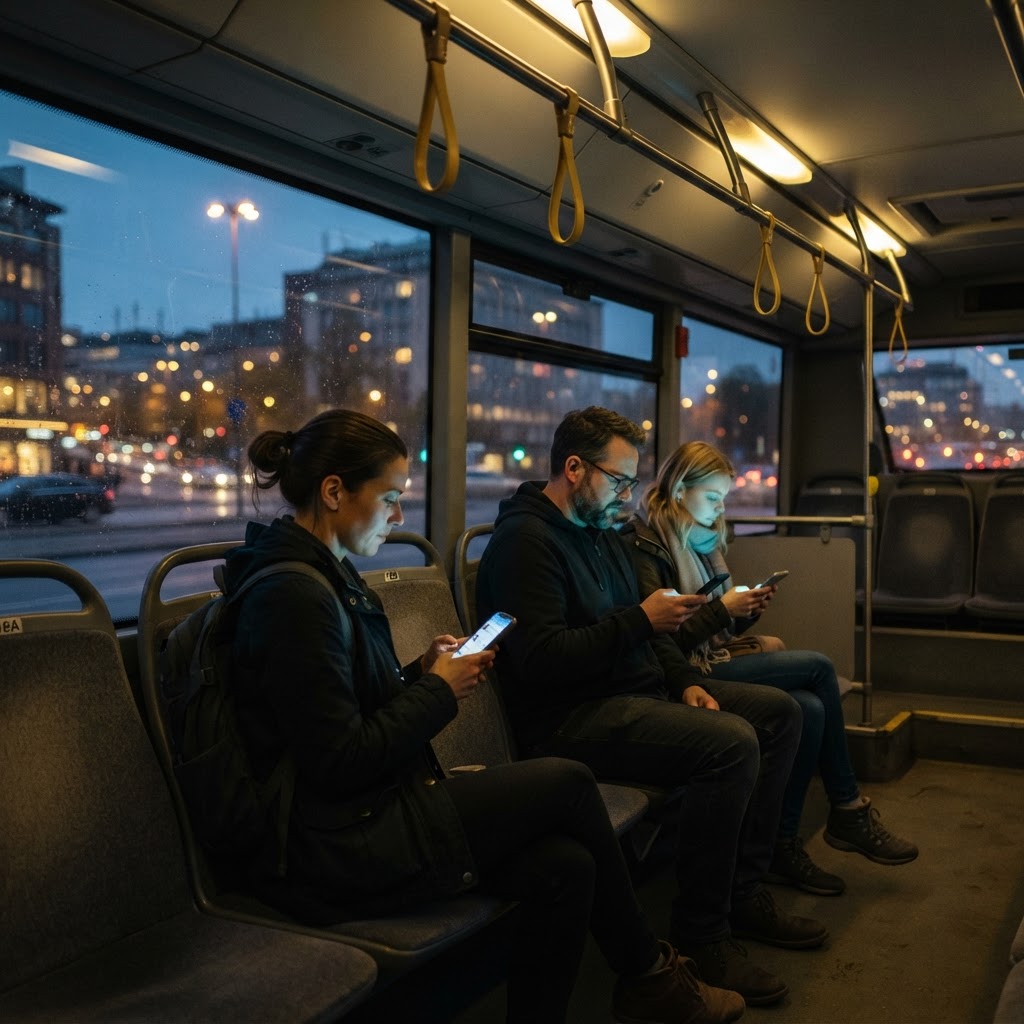 Passengers riding a shuttle bus, captured by the MobilityConnect in-vehicle camera