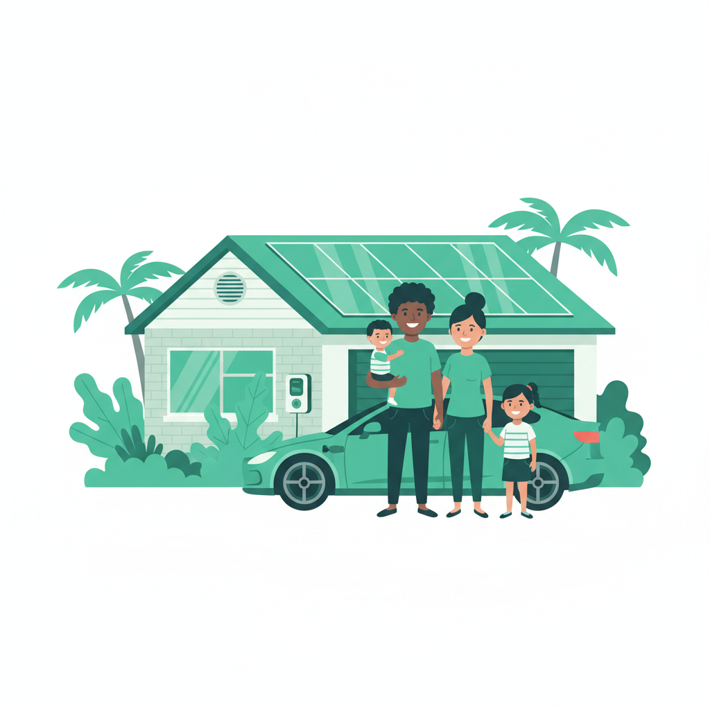 Australian family with EV, solar and home battery