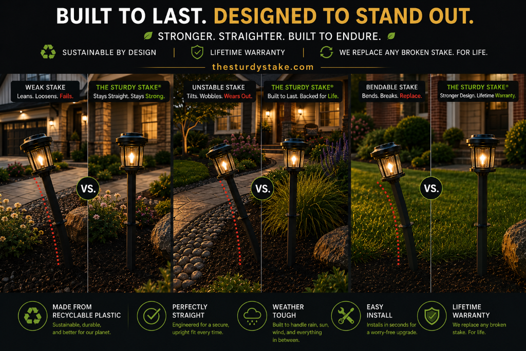 Sturdy Stake vs generic stakes — Built to Last. Designed to Stand Out.