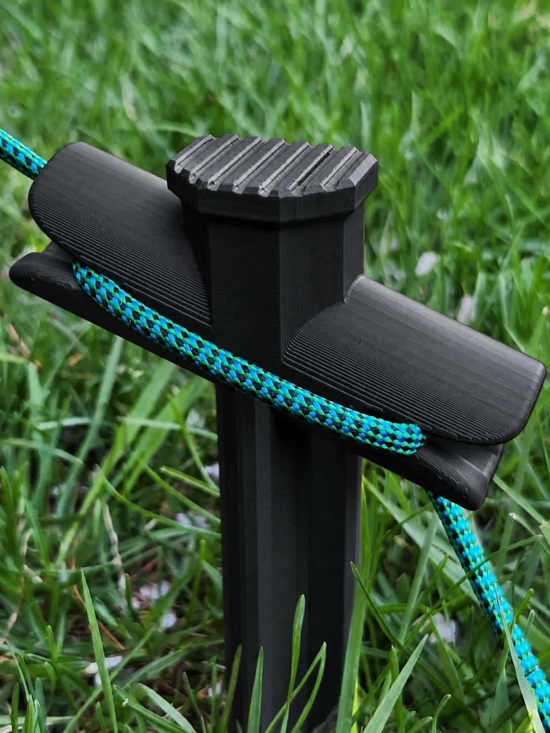 Anchoring Stake locking a rope into place in the grass