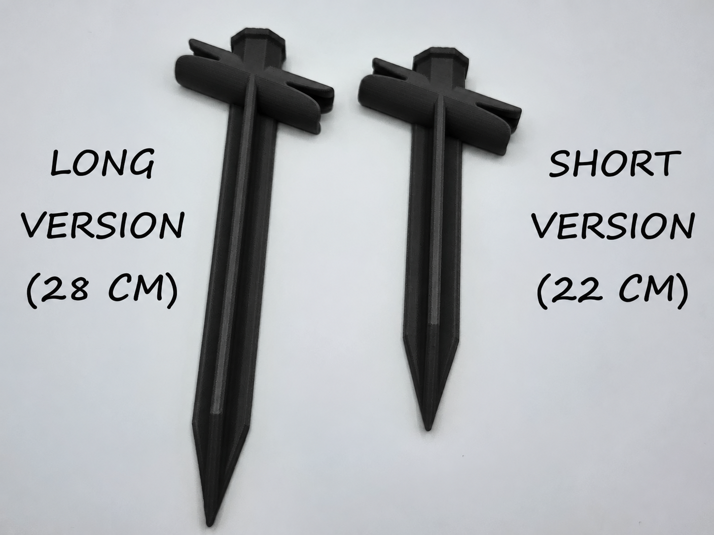 Anchoring Stake with Rope Lock — long and short versions