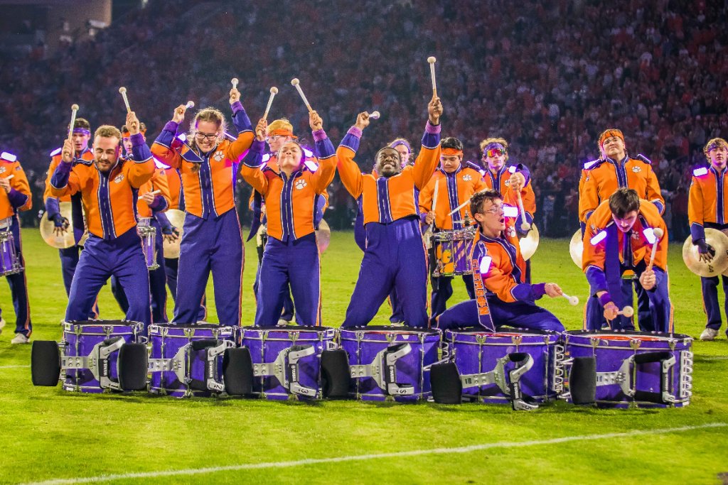 Tiger Band celebrating on the field