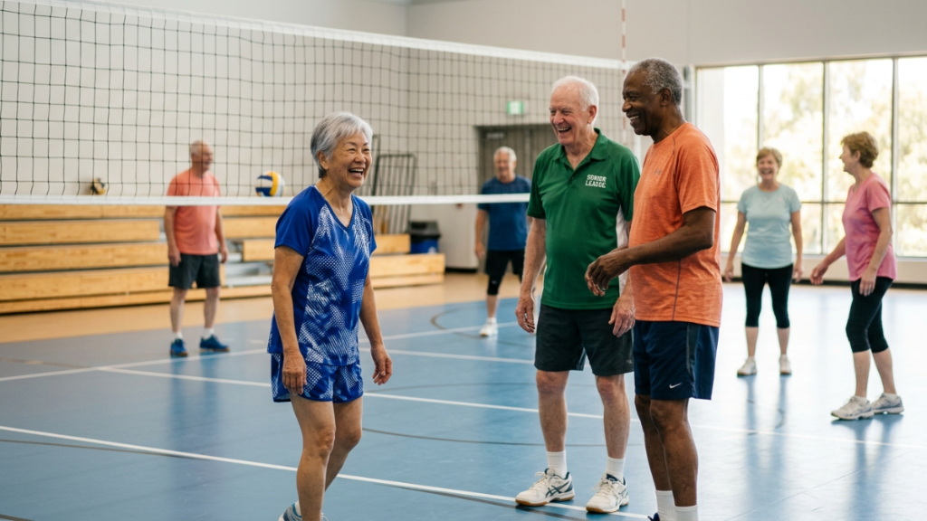 Atletas da LEMI jogando vôlei