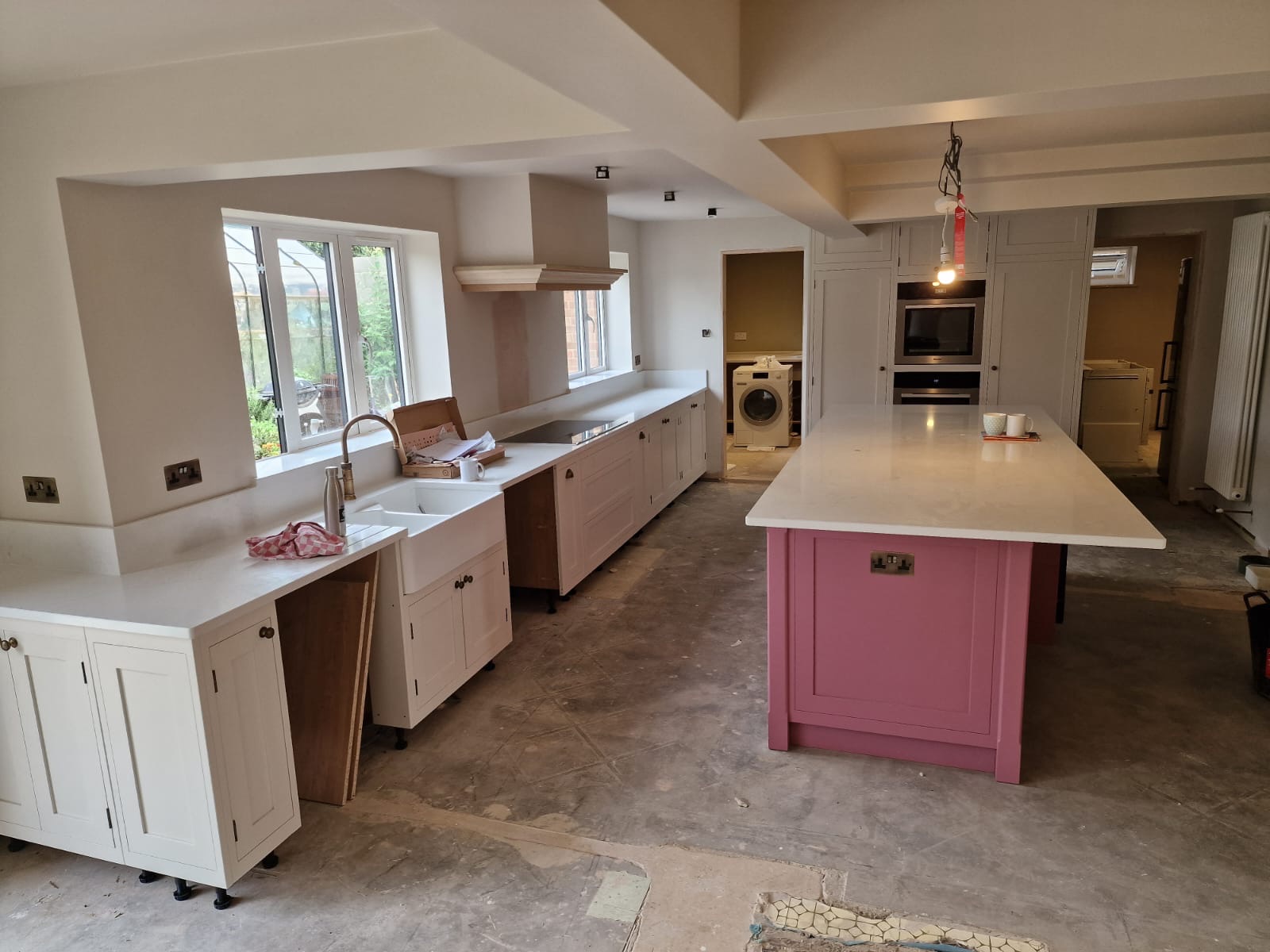 Pink Island Shaker Kitchen — Kitchens by CJ Marra Cabinets & Carpentry