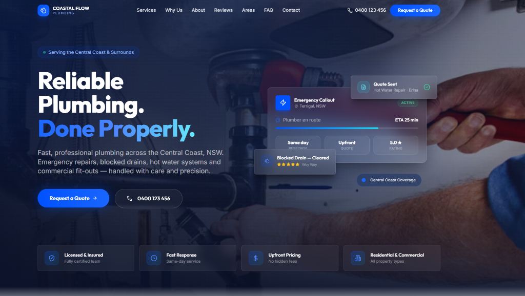Plumbing Website Example — example website preview