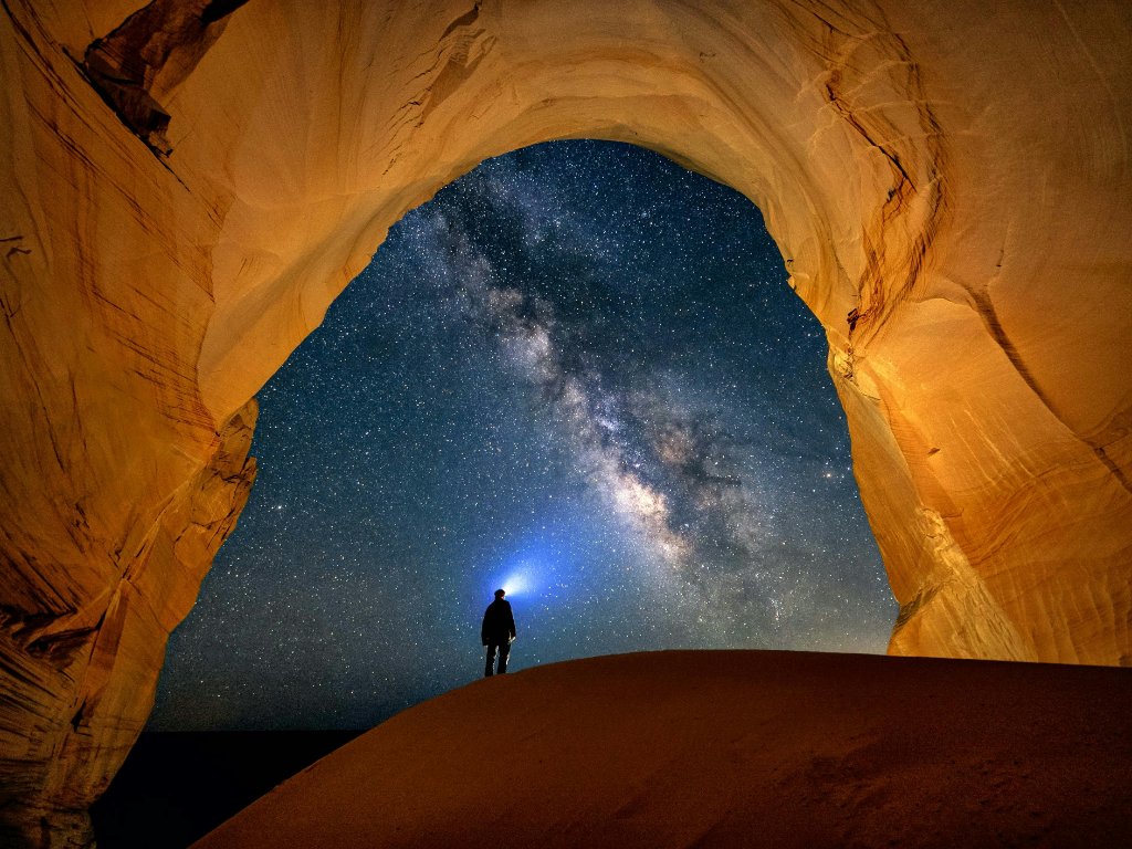 Milky Way through desert arch