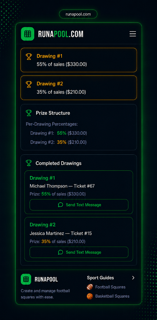 RunAPool raffle dashboard