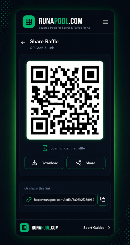 RunAPool raffle dashboard