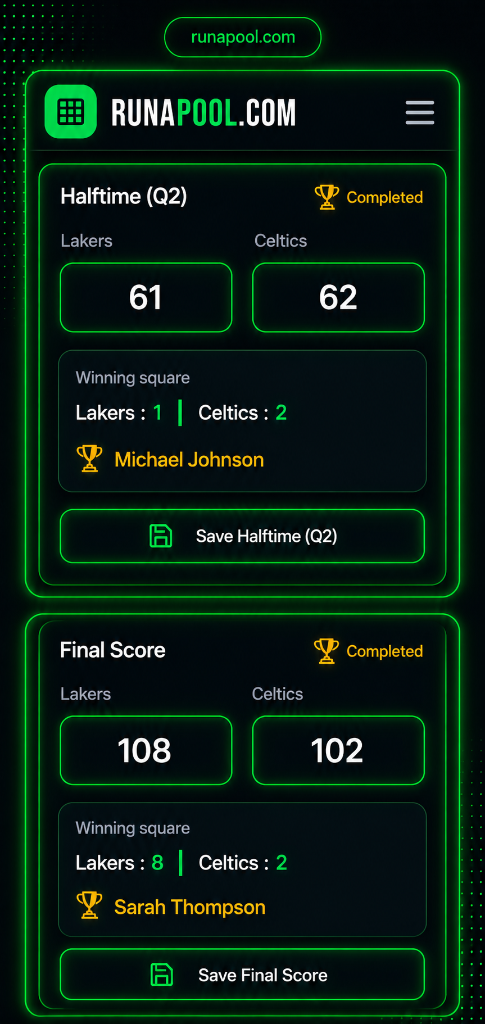 RunAPool pool dashboard