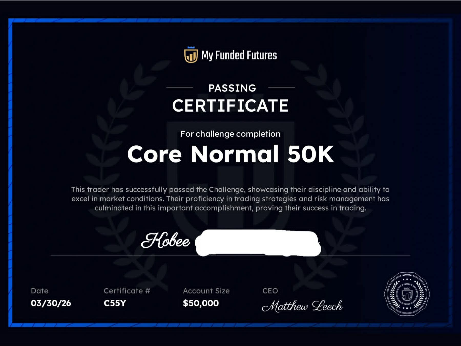 Certificat prop firm 32