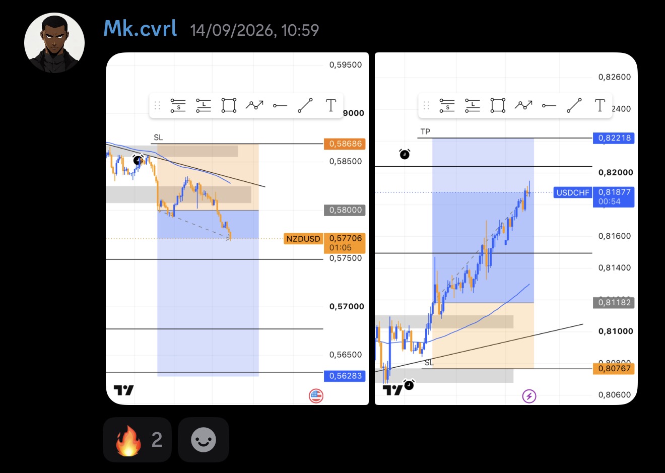 Trades Mk.cvrl · NZDUSD et USDCHF