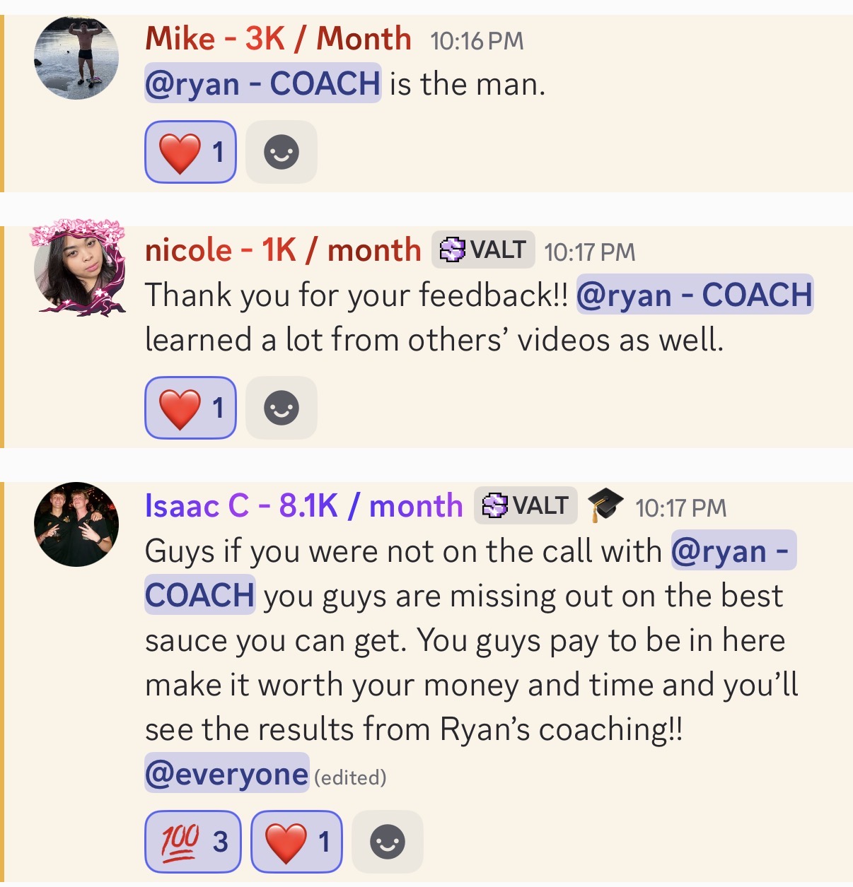 Client feedback
