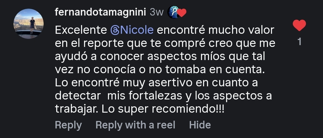 Comentario compartido por una persona de la comunidad PsicoProfile 1