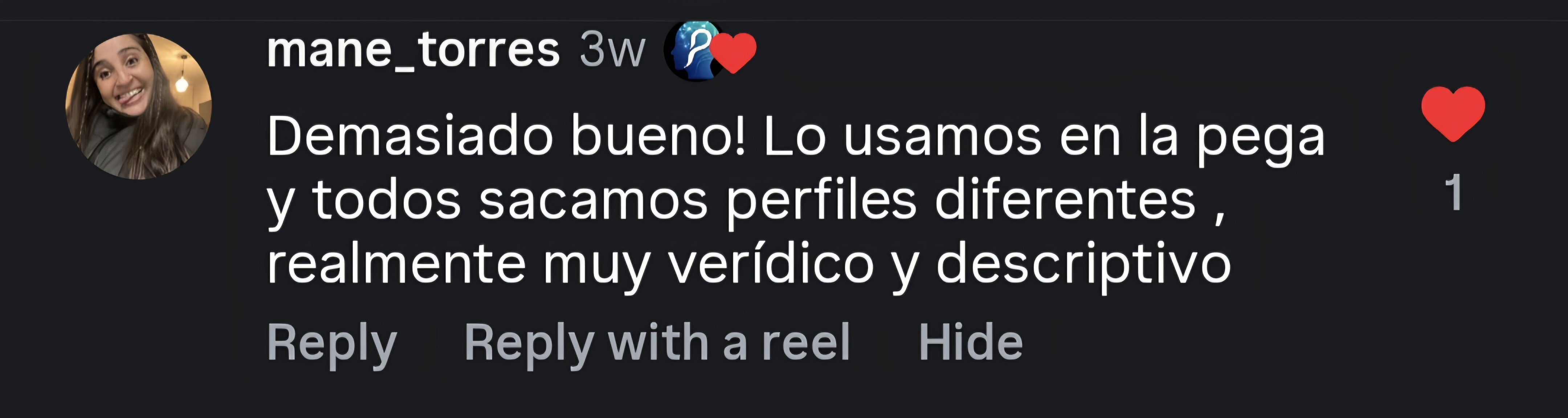 Comentario compartido por una persona de la comunidad PsicoProfile 3