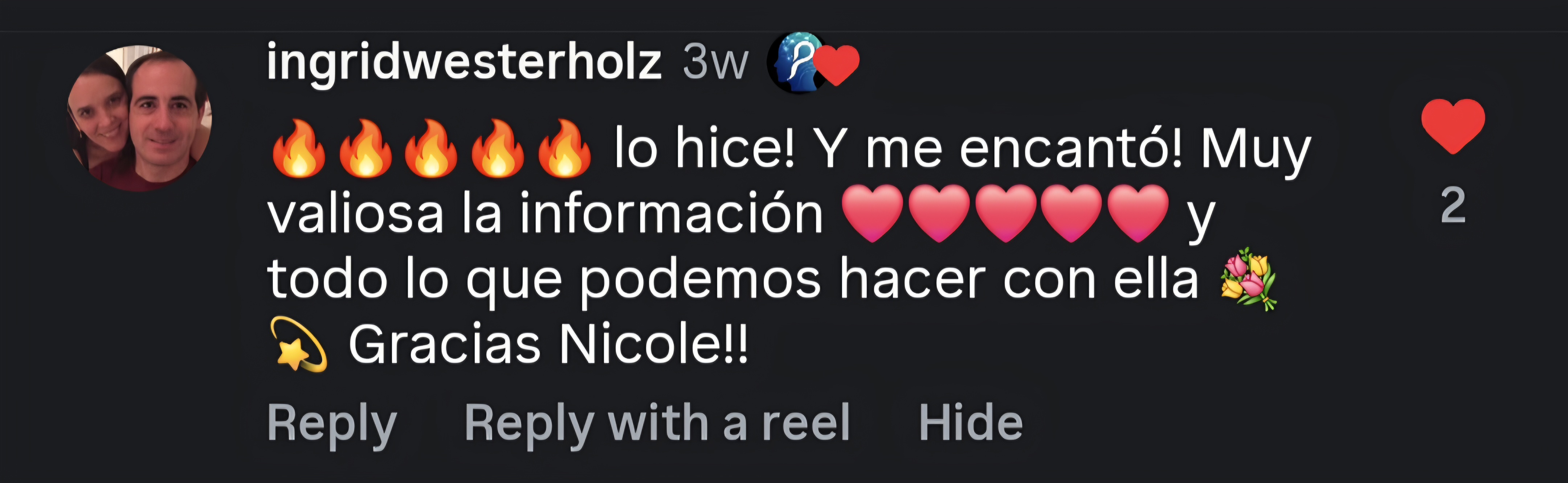 Comentario compartido por una persona de la comunidad PsicoProfile 4