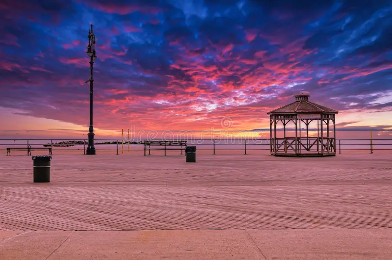 Coney Island Boardwalk at Sunset
