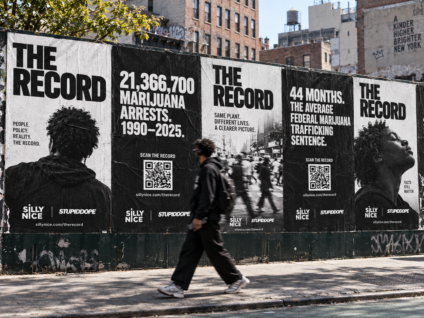 THE RECORD poster campaign on a New York City street wall