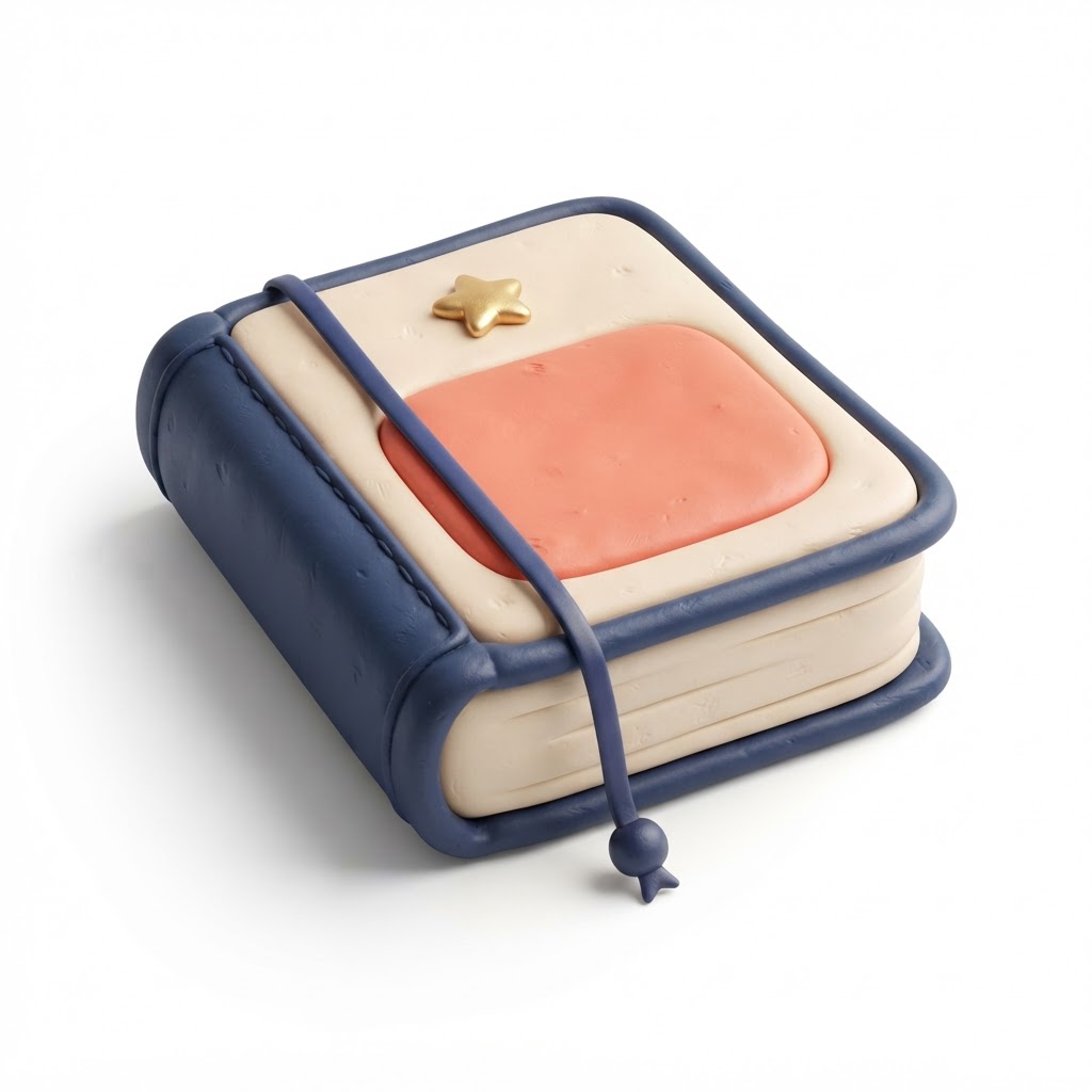 Clay cookbook with a ribbon bookmark