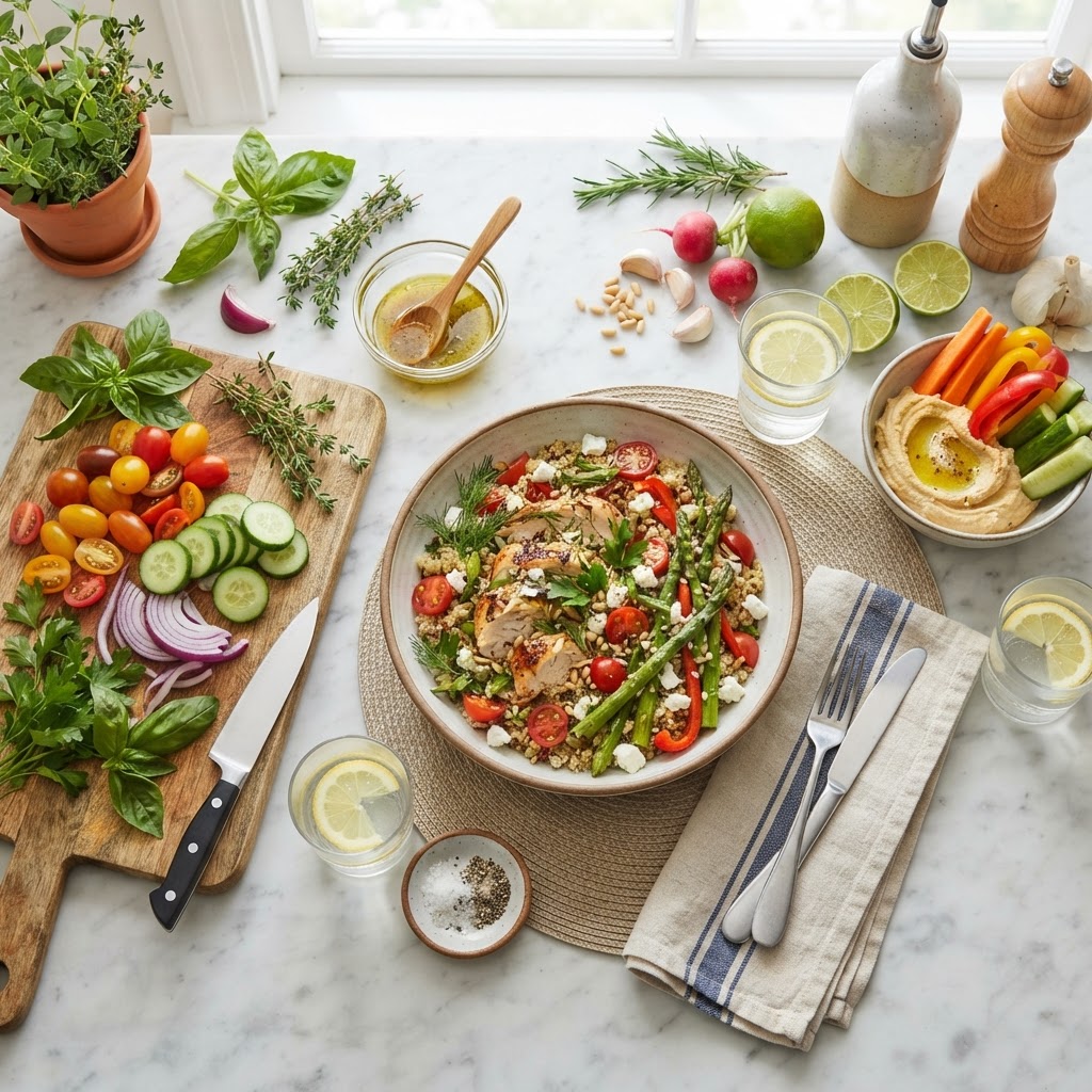 Fresh ingredients and a home-cooked meal
