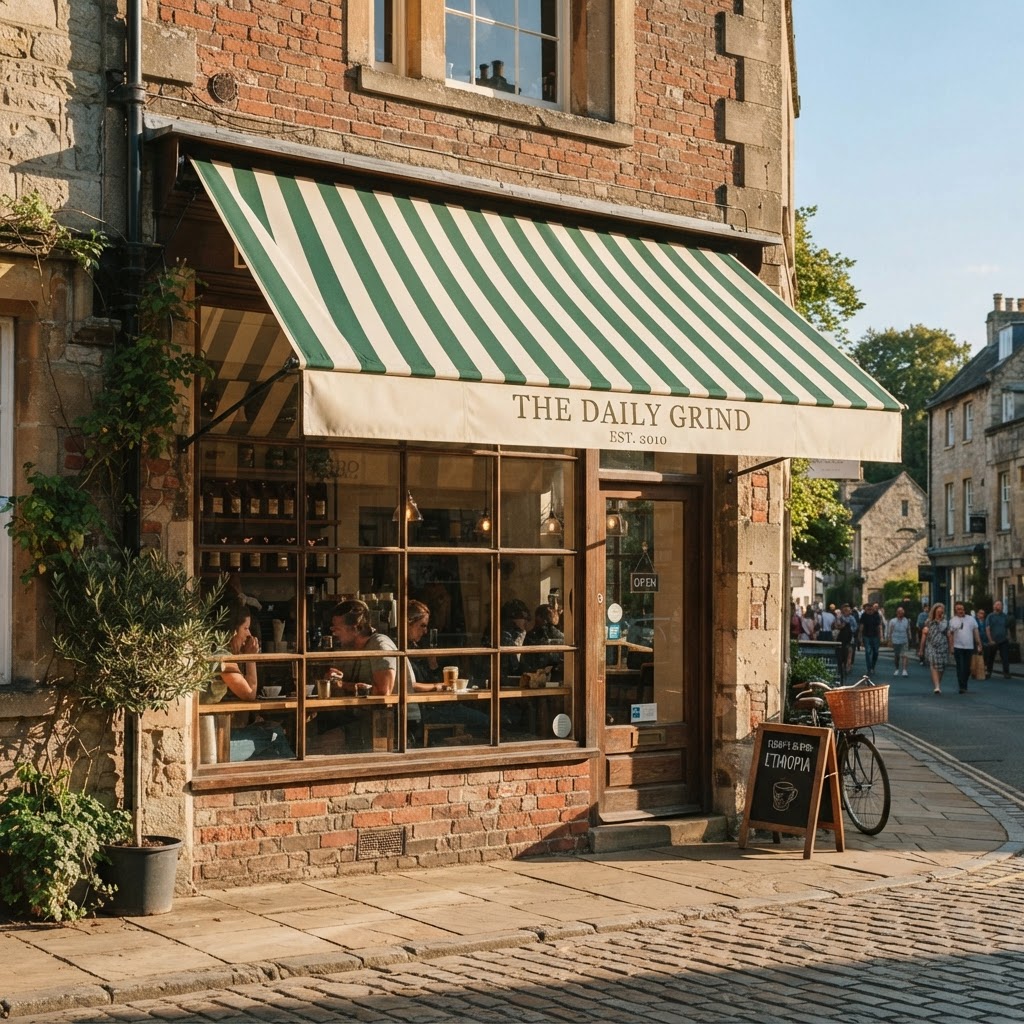 Custom striped canvas outdoor awning