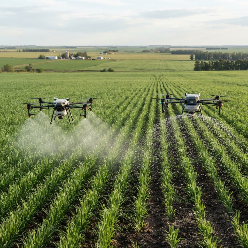 Fertilización con drones: foliar líquida vs. sólido al voleo