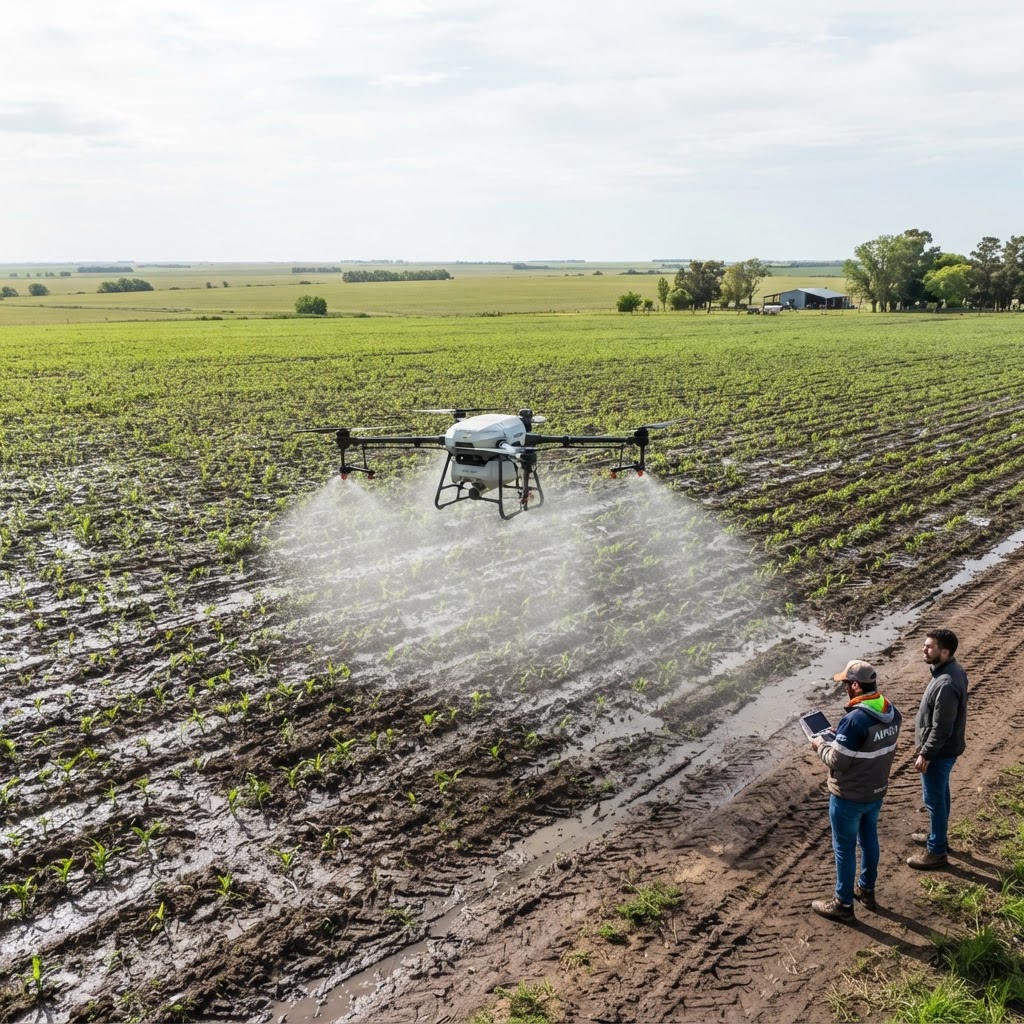 Caso real: 200 ha de maíz en General Pico — aplicación pre-emergente con el suelo saturado