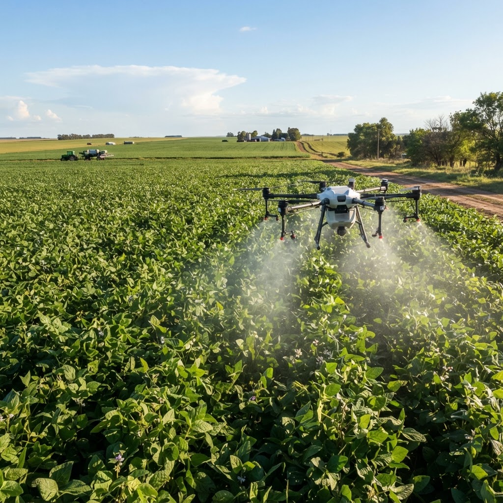 Fungicida en soja: por qué el dron no pierde la ventana de aplicación R1-R3