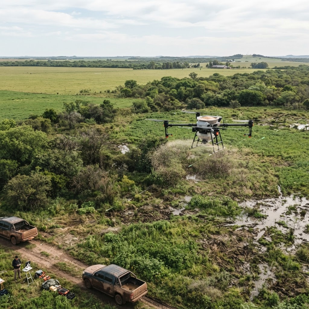 Siembra aérea en montes y lotes de difícil acceso