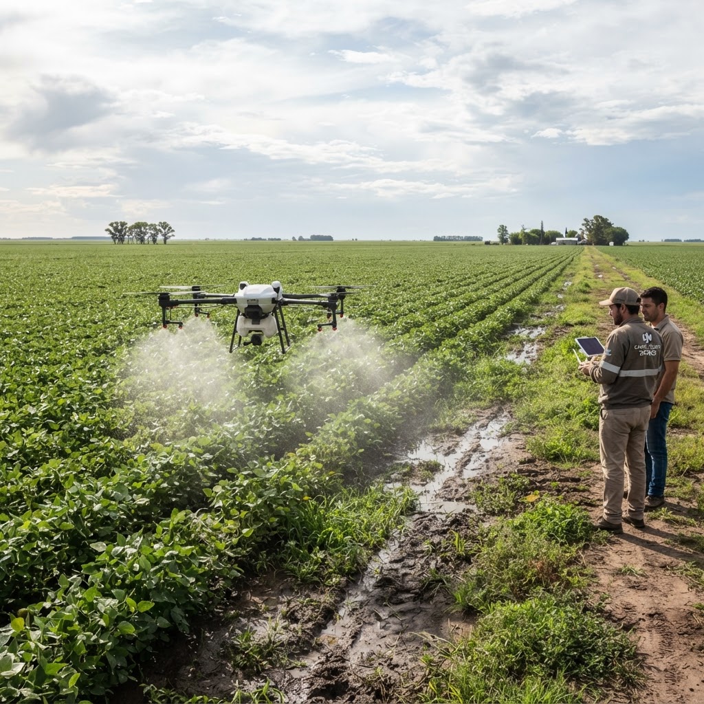Pulverización con drones en La Pampa: campaña, clima y ventana de aplicación