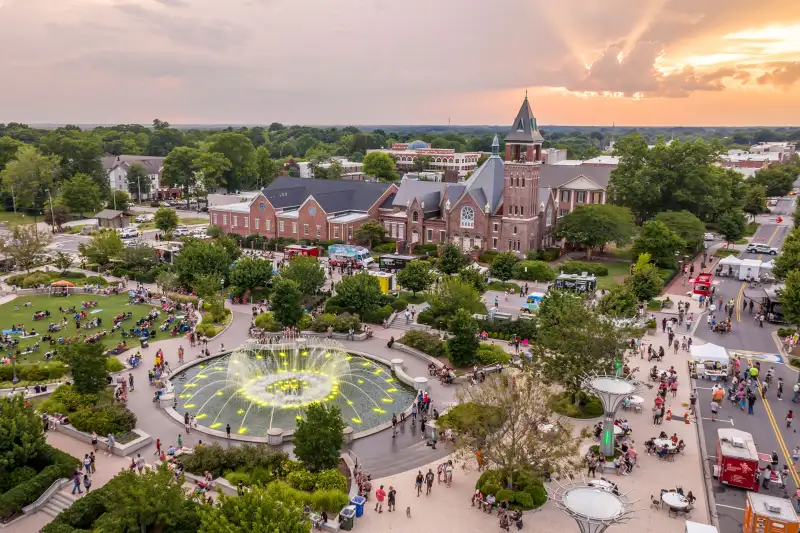 Rock Hill college town with vibrant downtown and cultural attractions