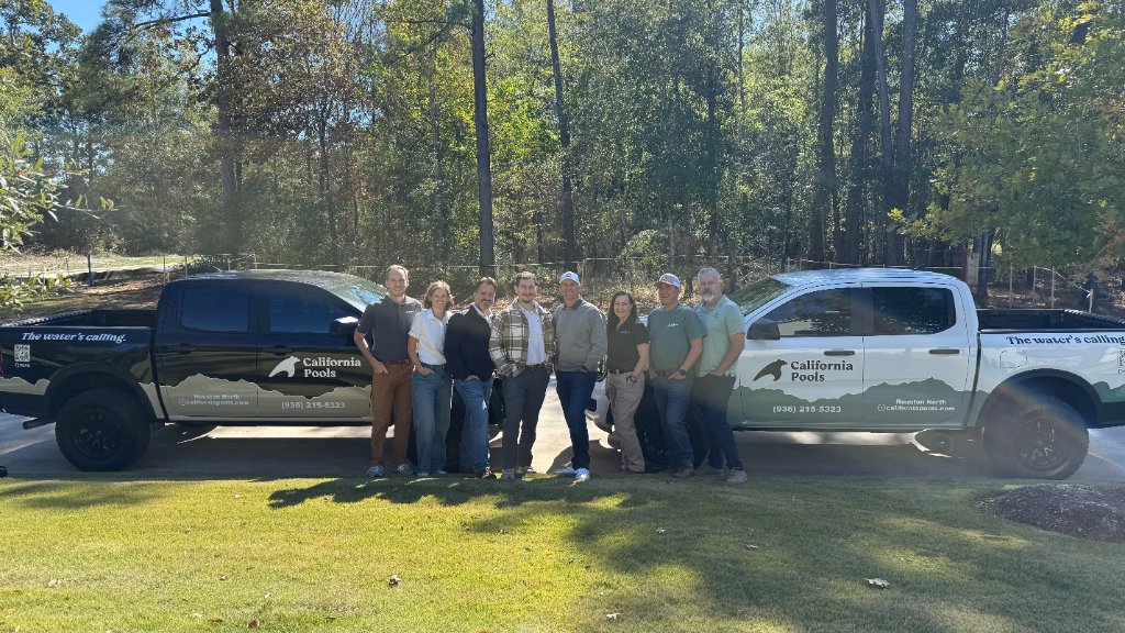 California Pools team and branded vehicles