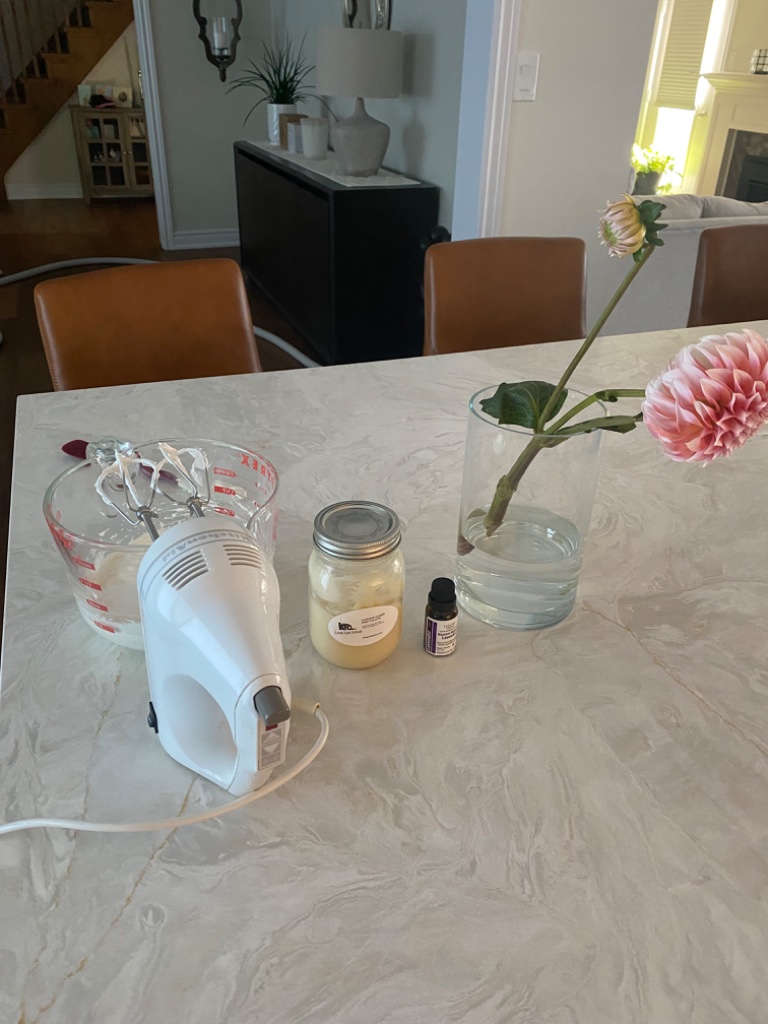 Whipping the hand cream with a KitchenAid hand mixer