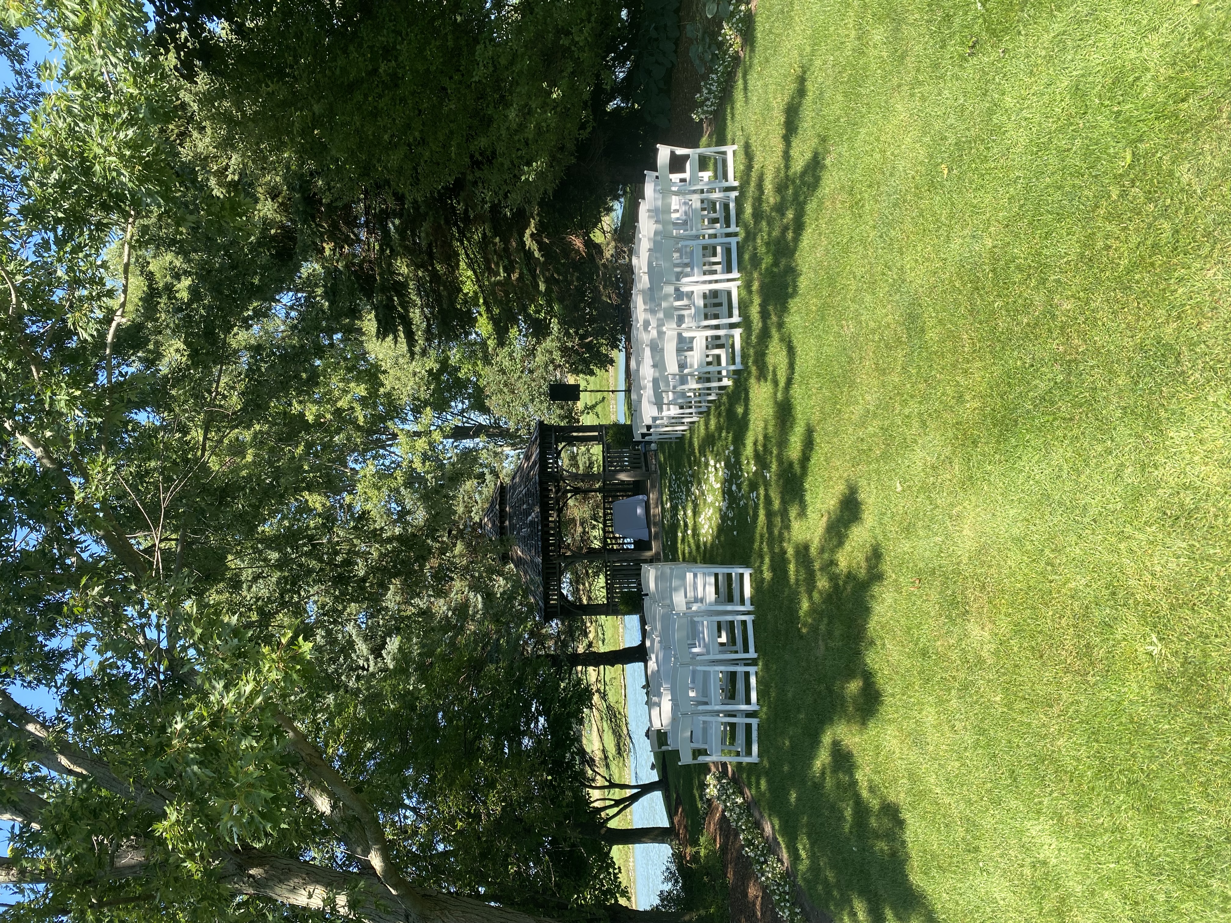 Ceremony site at Pipers Health Golf Club with gazebo by the water