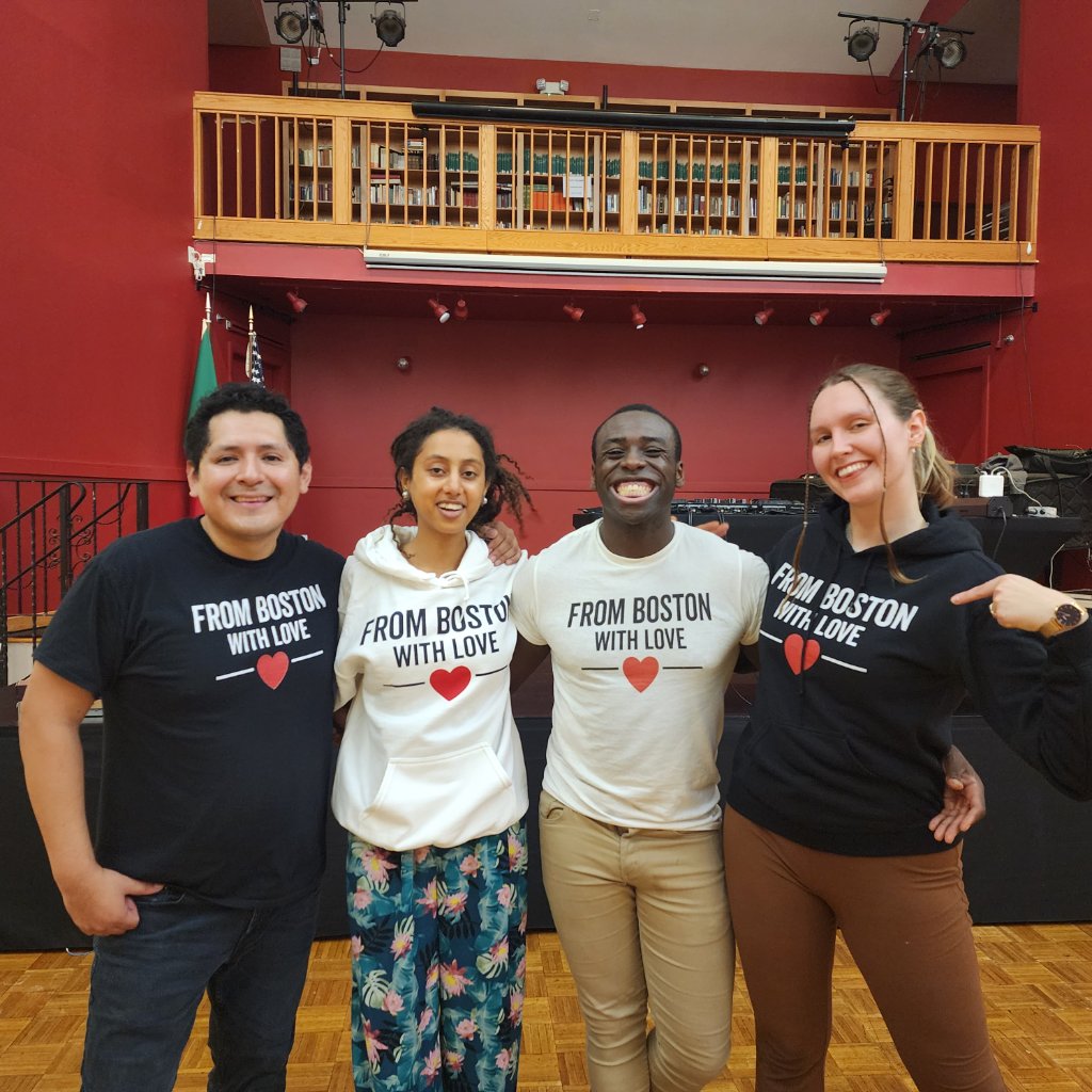 FBWL members in From Boston With Love shirts at event