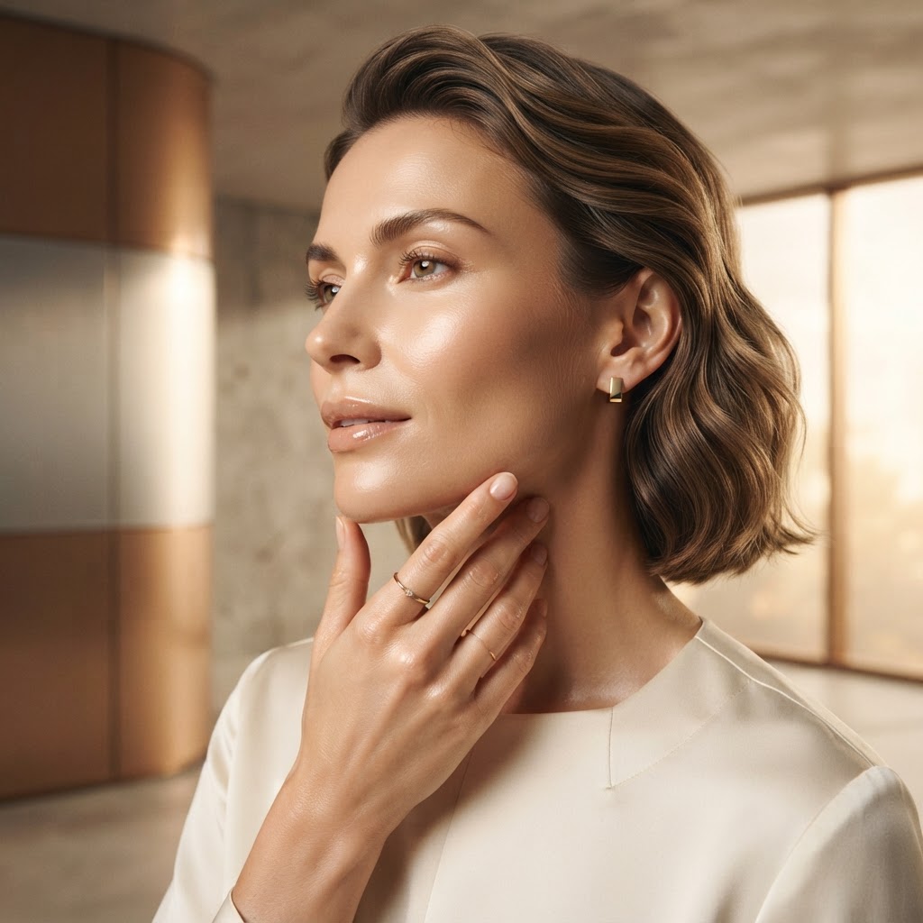 Woman with dewy glowing skin reflecting 2026 facial aesthetics trends at Skiin Clinics Manchester