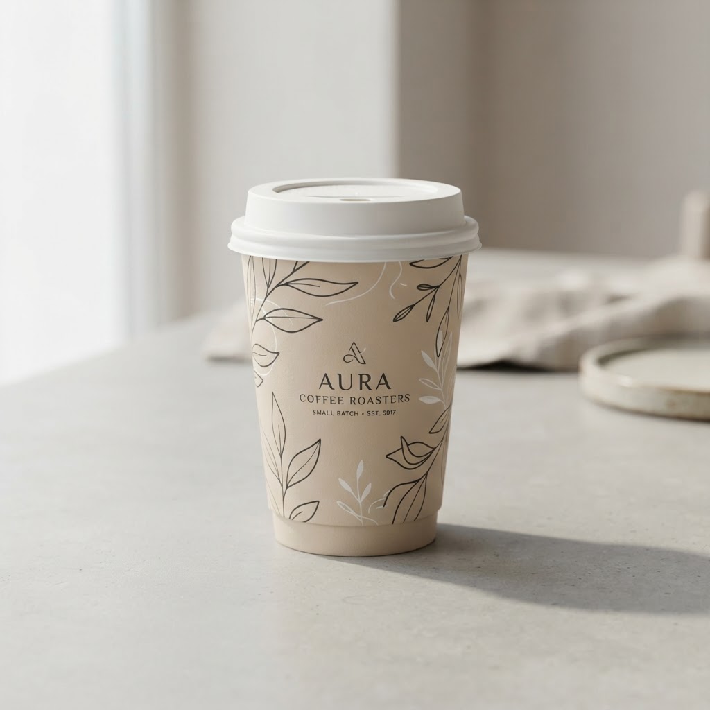Aqueous Barrier custom printed paper coffee cup