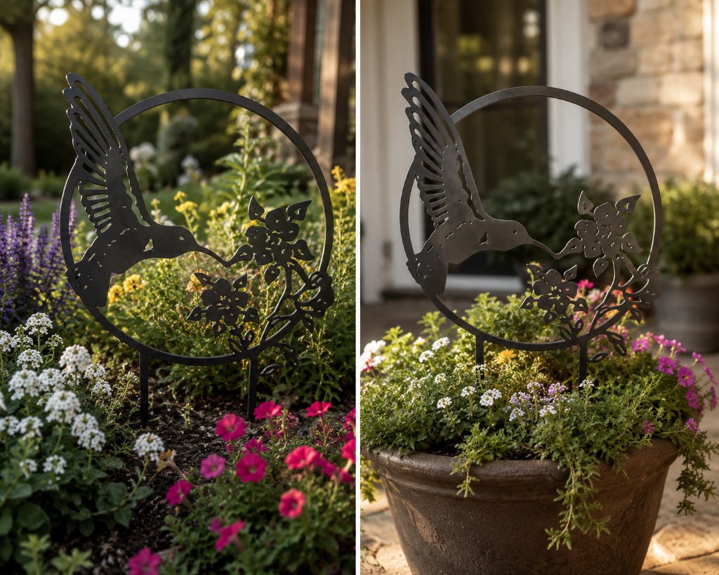 Hummingbird Garden Stake — Metal Art 2