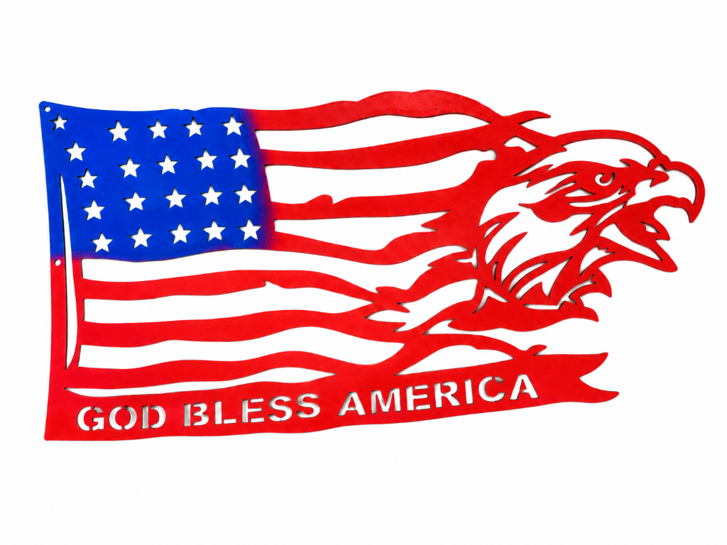 God Bless America Eagle Flag Sign 2