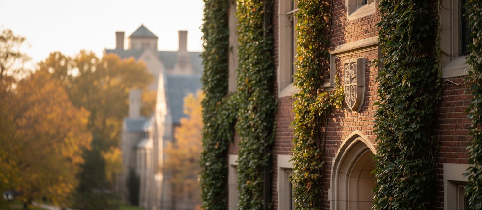 Penn campus architecture with ivy and red brick
