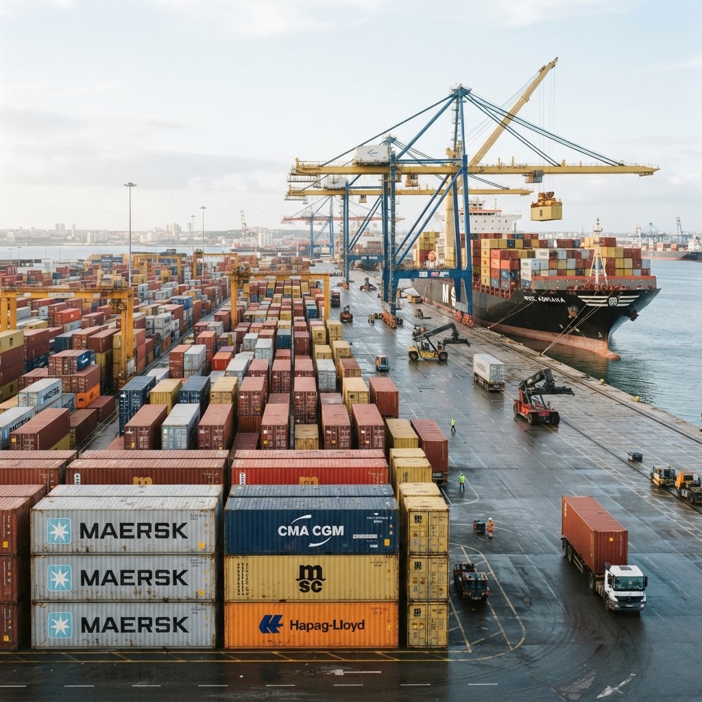 Shipping containers at port