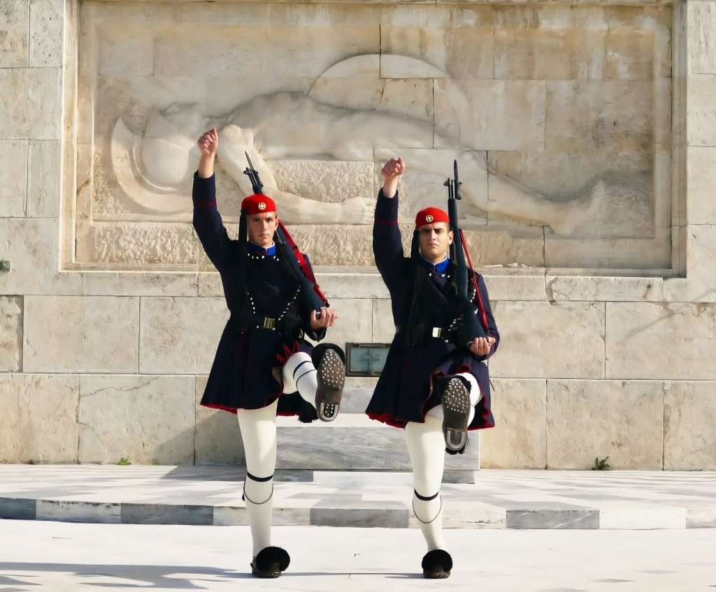 Evzone guards at the Tomb of the Unknown Soldier